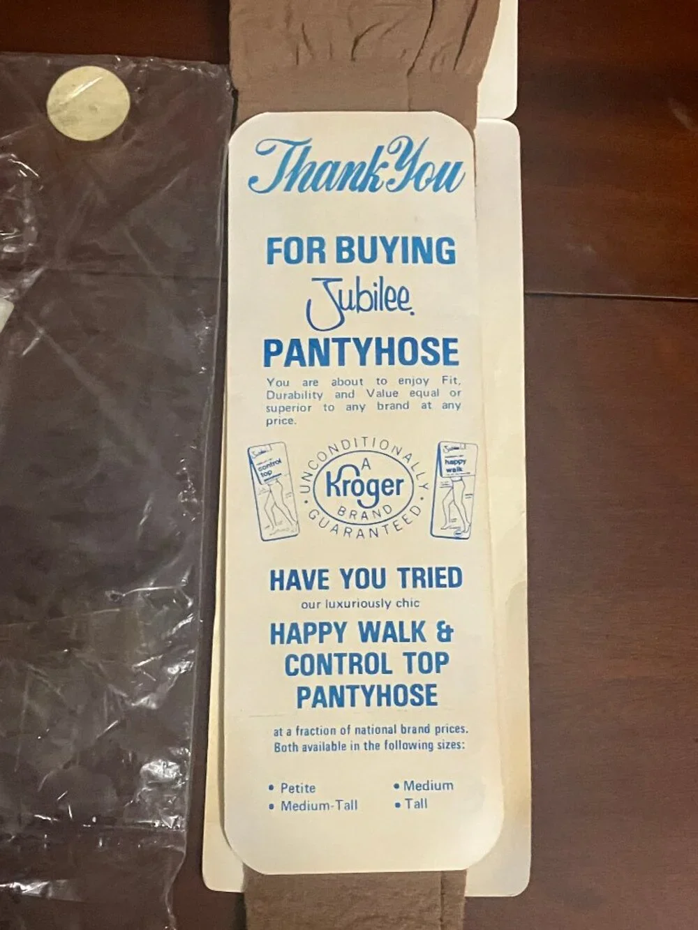 Vintage Jubilee Beige Sheer Pantyhose Petite Medium Kroger Brand